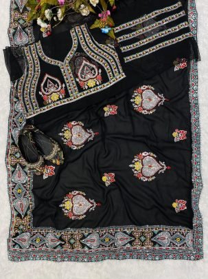 Bollywood Special Tejasvi Prakash Black Georgette Saree