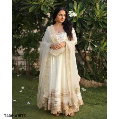 Bollywood Special White Muslin Cotton Anarkali Gown