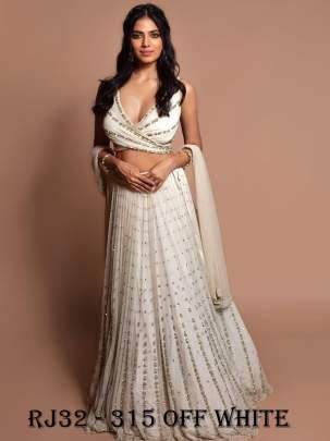 Bollywood Style Georgette Semi Stitched Off White Lehenga Choli