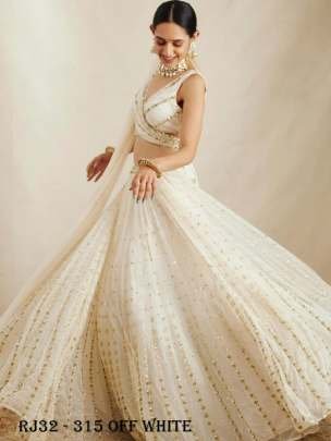 Bollywood Style Georgette Semi Stitched Off White Lehenga Choli