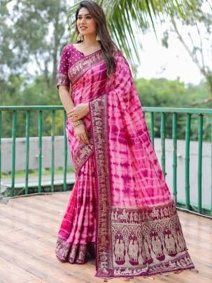 Boutique Style Magenta Colour  Dola Silk Bandhej Saree