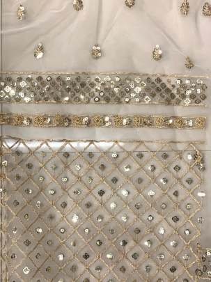 Butterfly Soft Net Sequence Work White Saree