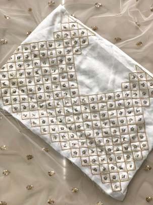 Butterfly Soft Net Sequence Work White Saree