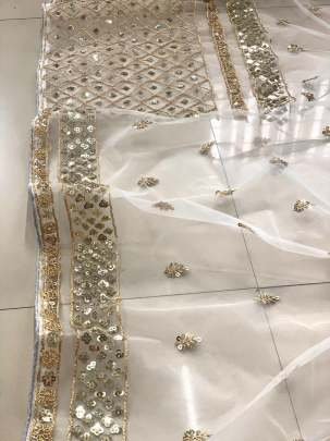 Butterfly Soft Net Sequence Work White Saree