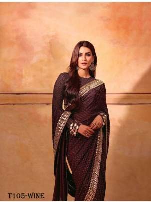 Buy Beautiful Wine Pure Georgette Saree