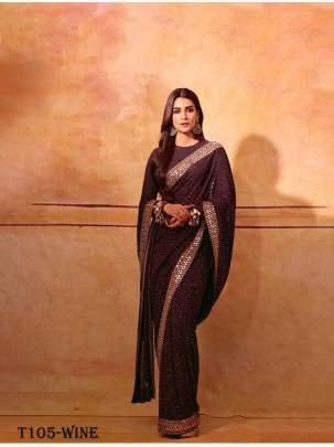 Buy Beautiful Wine Pure Georgette Saree