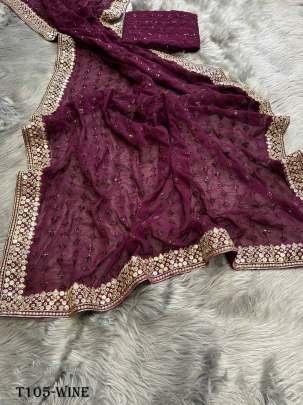 Buy Beautiful Wine Pure Georgette Saree