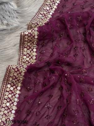 Buy Beautiful Wine Pure Georgette Saree