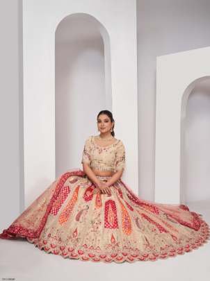 Buy Cream Soft Net Lehenga Choli Designer Collections