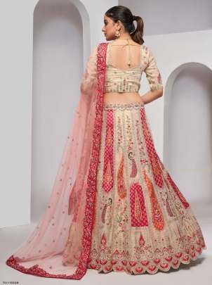 Buy Cream Soft Net Lehenga Choli Designer Collections