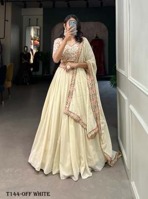 Buy Fab Funda Off White Georgette Lehenga Choli