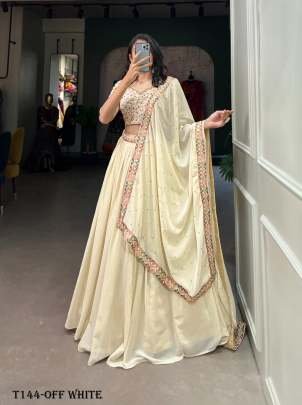 Buy Fab Funda Off White Georgette Lehenga Choli