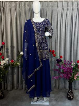 Buy Fancy Blue Pure Georgette lehenga With Duptta