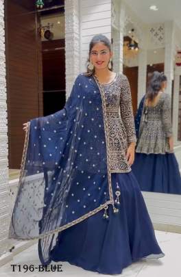 Buy Fancy Blue Pure Georgette lehenga With Duptta