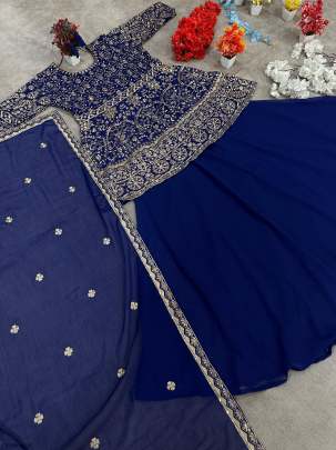 Buy Fancy Blue Pure Georgette lehenga With Duptta