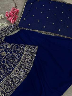 Buy Fancy Blue Pure Georgette lehenga With Duptta