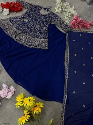 Buy Fancy Blue Pure Georgette lehenga With Duptta