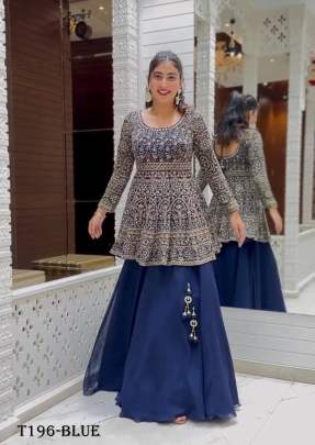 Buy Fancy Blue Pure Georgette lehenga With Duptta