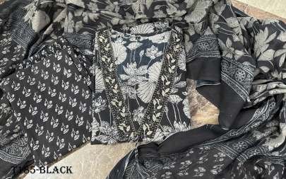 Buy Indian Wear Black Pure Cotton Kurti Pant Dupatta Set