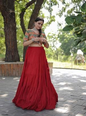 Buy Online Site Red Rayon Readymade Lehenga Choli