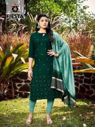 Cataloge Harle Designer Embroidery Kurtis Set By Fiesta