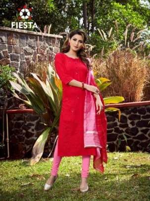 Cataloge Harle Designer Embroidery Kurtis Set By Fiesta