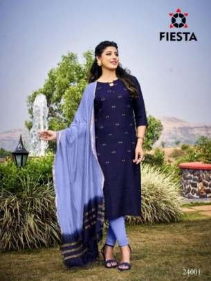Cataloge Harle Designer Embroidery Kurtis Set By Fiesta