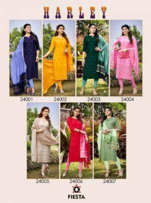 Cataloge Harle Designer Embroidery Kurtis Set By Fiesta