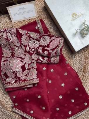 Cherry Exclusive Heavy Look Jimmy Chu Saree With Sequence Work