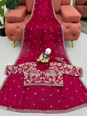 Cherry Exclusive Heavy Look Jimmy Chu Saree With Sequence Work