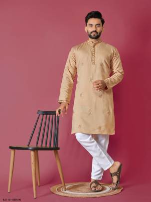 Chikoo Colour Silk Blend Kurta Pajama