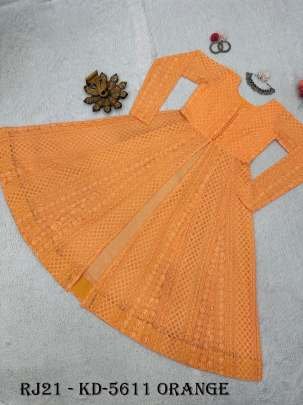 Classic Chikankari With potli Button Orange Kurti