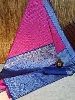 Fancy Soft Lichi Silk Pink Saree With Jacquard Border