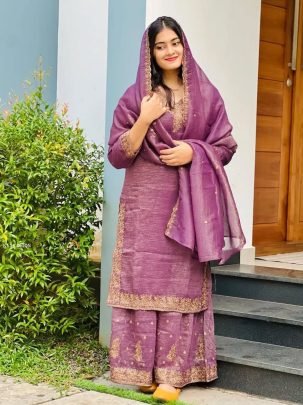 Classic Onion Colour Kurti-Sharara Set Perfect For Eid Festive