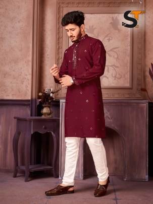 Classic Red Kurta with Pyjama for Mens