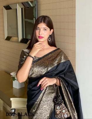 Comfortable Banarasi Silk Black Saree for Weddings