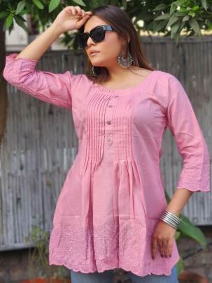 Cotton Fabric Pink Colour Top