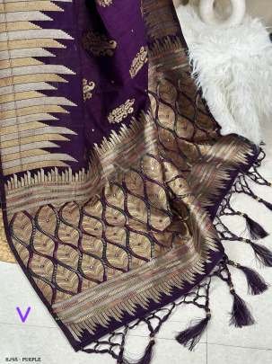 Cotton Silk Meenakari  Work Purple Saree