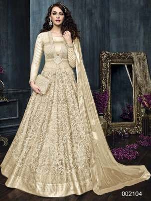 Cream Colour Net With Embroidery Work Unstitched salwar kameez