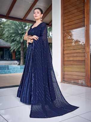 Dandiya Night Special Navy Blue Sequence Lehenga Choli by Fab Funda