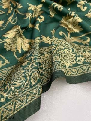 Dark Green Banarasi Soft Silk Saree From Fab Funda