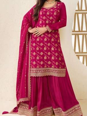 Dazzling Rani Pink Festival Wear Palazzo Suit