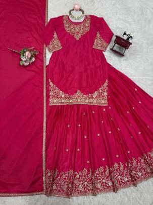 Delightful Pink Embroidered Lehenga Set With Dupatta