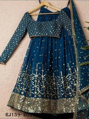 Demanding Rama Color Georgette Embroidered Work Lehenga Choli