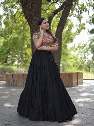 Designer Black Rayon Readymade Lehenga Choli