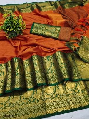 Designer Cotton Silk saree with contrast matching blouse