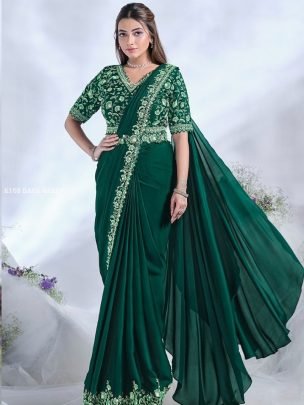 Designer Dark Green Saree By Mohmanthan 24600 Series Aura 