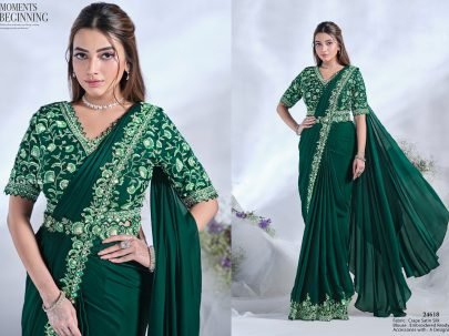 Designer Dark Green Saree By Mohmanthan 24600 Series Aura