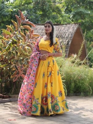 Designer Dola Silk Lehenga Choli With Dori Latkan