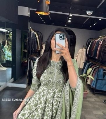 Designer Fancy Hand block print  Floral Anarkali kurti Set